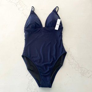 J. Crew Plunge One-Piece Swimsuit in Navy blue Size 8 NWOT